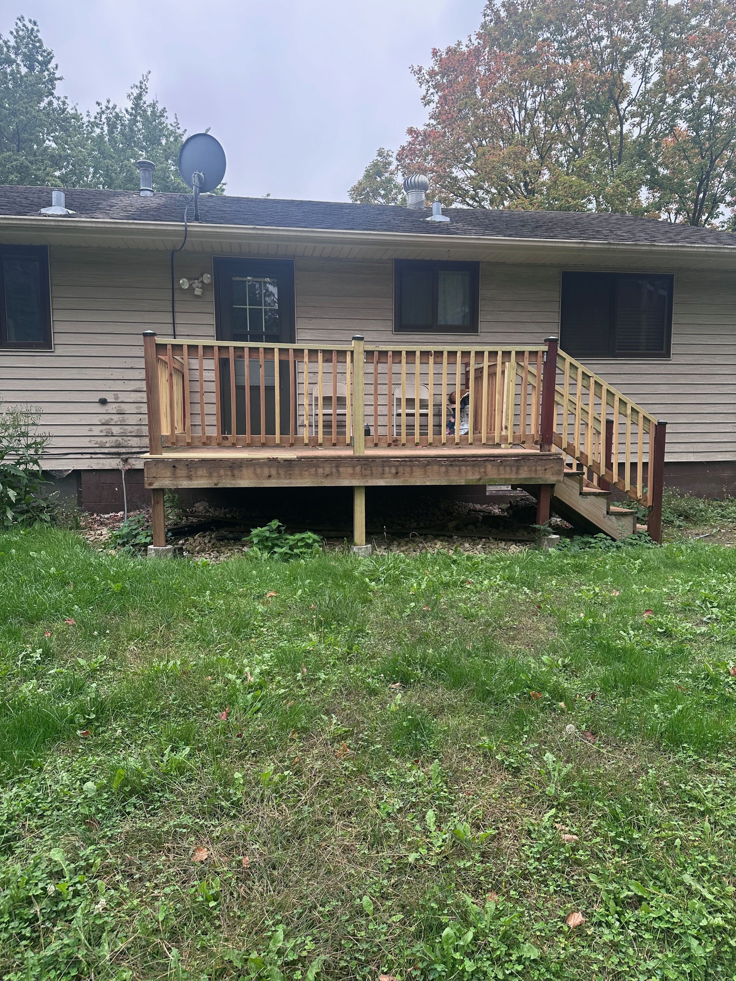 The burned up section is gone. The deck is ready for use.